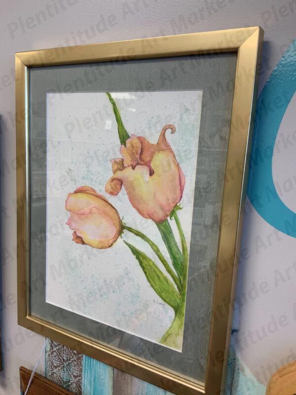 Framed Watercolor Painting - Peachy Blooms, Rickie Long, Artist