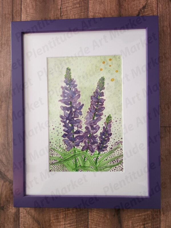 Lupining - framed Original Mixed Media