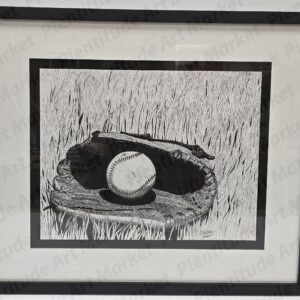 Original Pen and Ink on Bristol 21 x 18 Black metal frame with black and white double mat