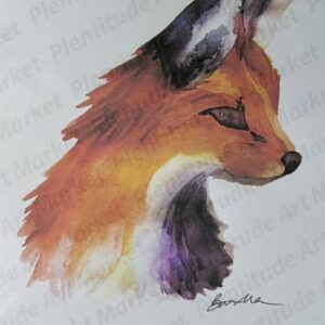 Close up of fox watercolor print