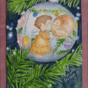 Original watercolor 8 3/4" wide x 11 1/2" long Dry Mounted on suede-like mat