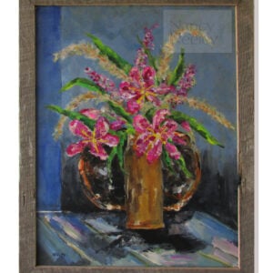 Original still life of rustic scene.