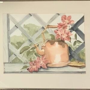 Clematis Flowers in Copper Kettle by Sara Rinker