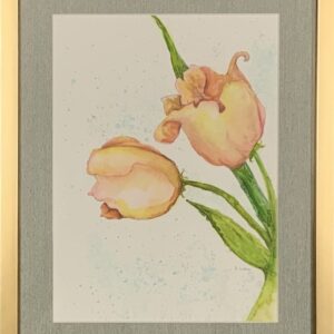 Peachy Blooms, Original Watercolor Painting by Rickie Long