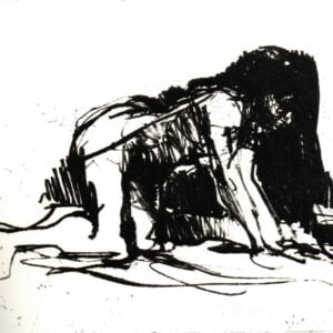 “Bending Nude” Lithograph on Paper
