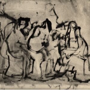 “Figures in Interior” Lithograph on Paper