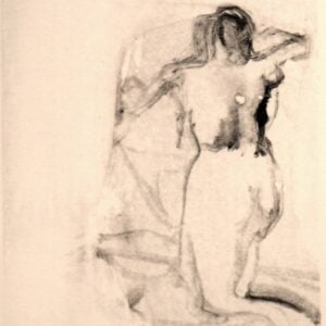 "Kneeling Nude" Lithograph on Paper